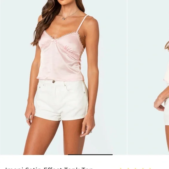 EDIKTED Imani Satin Camisoles, size Set of 2 black and pink sz small - Picture 5 of 6